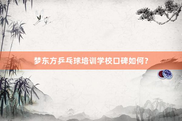 梦东方乒乓球培训学校口碑如何?